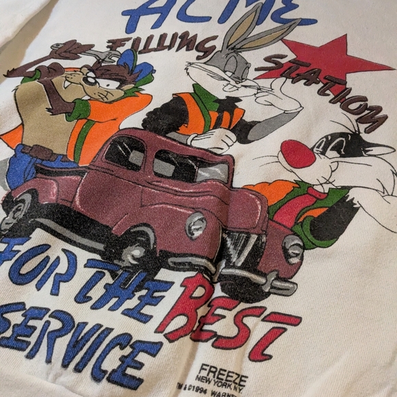 Vintage Tultex 1994 Looney Tunes Acme Mechanic Graphic Sweatshirt Unisex LG - Picture 7 of 8